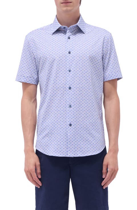 Miles OoohCotton® Motorcycle Print Short Sleeve Button-Up Shirt
