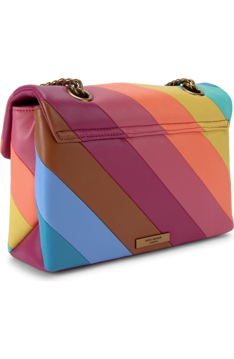 Kurt Geiger London Large Rainbow Stripe Leather Kensington Shoulder Bag, Alternate, color,