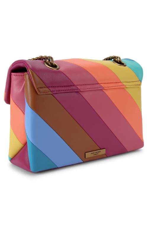 Kurt Geiger London Large Rainbow Stripe Leather Kensington Shoulder Bag In Multicolored