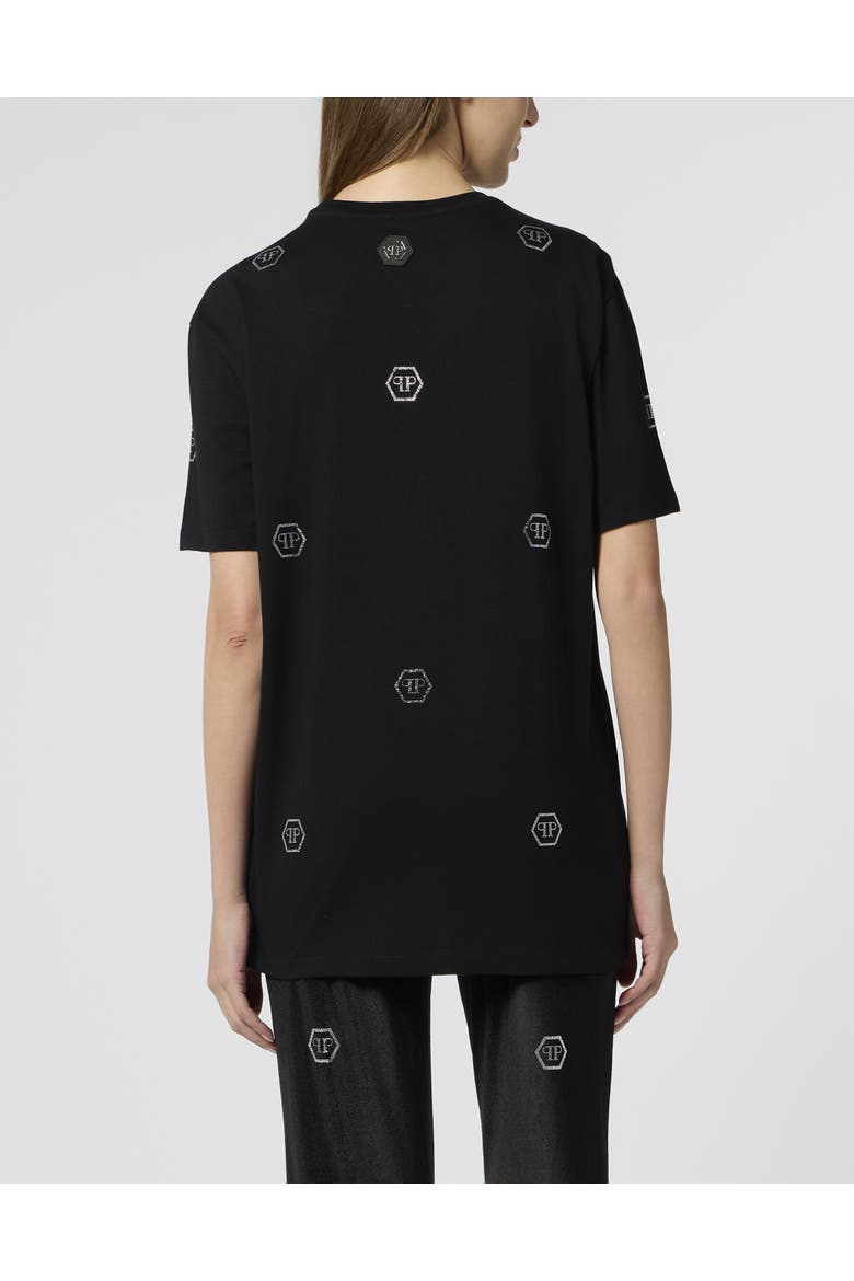 Man Fit T-Shirt Mini Monogram Crystal Monogram Women, Alternate, color, black