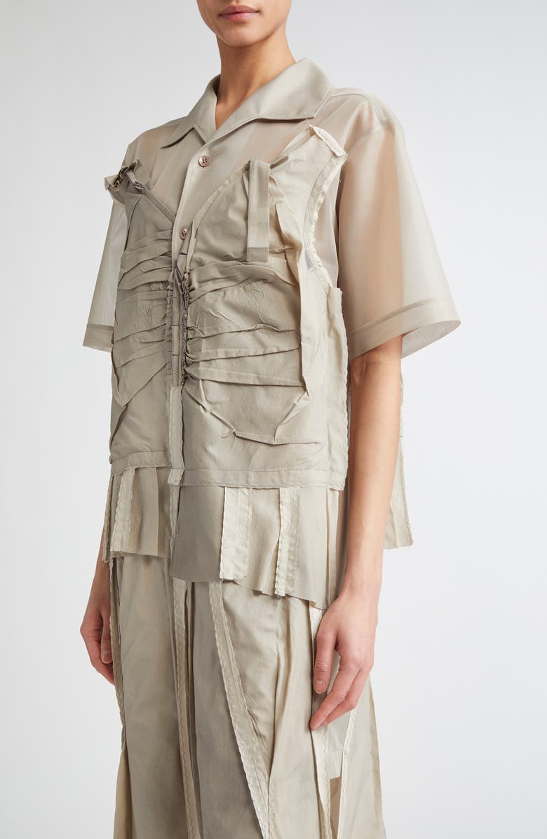 Maison Margiela Décortiqué Pleated Shirtdress, Alternate, color, Stone And Powder