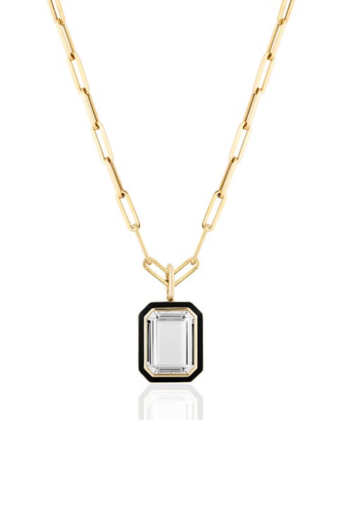 Queen Emerald Cut Rock Crystal Pendant Necklace