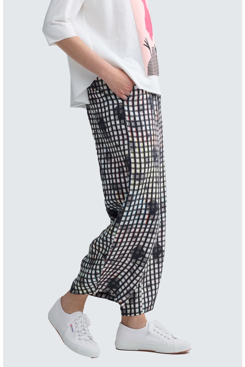 Clarisse Neon Print Linen Pants, Alternate, color, Neon Black