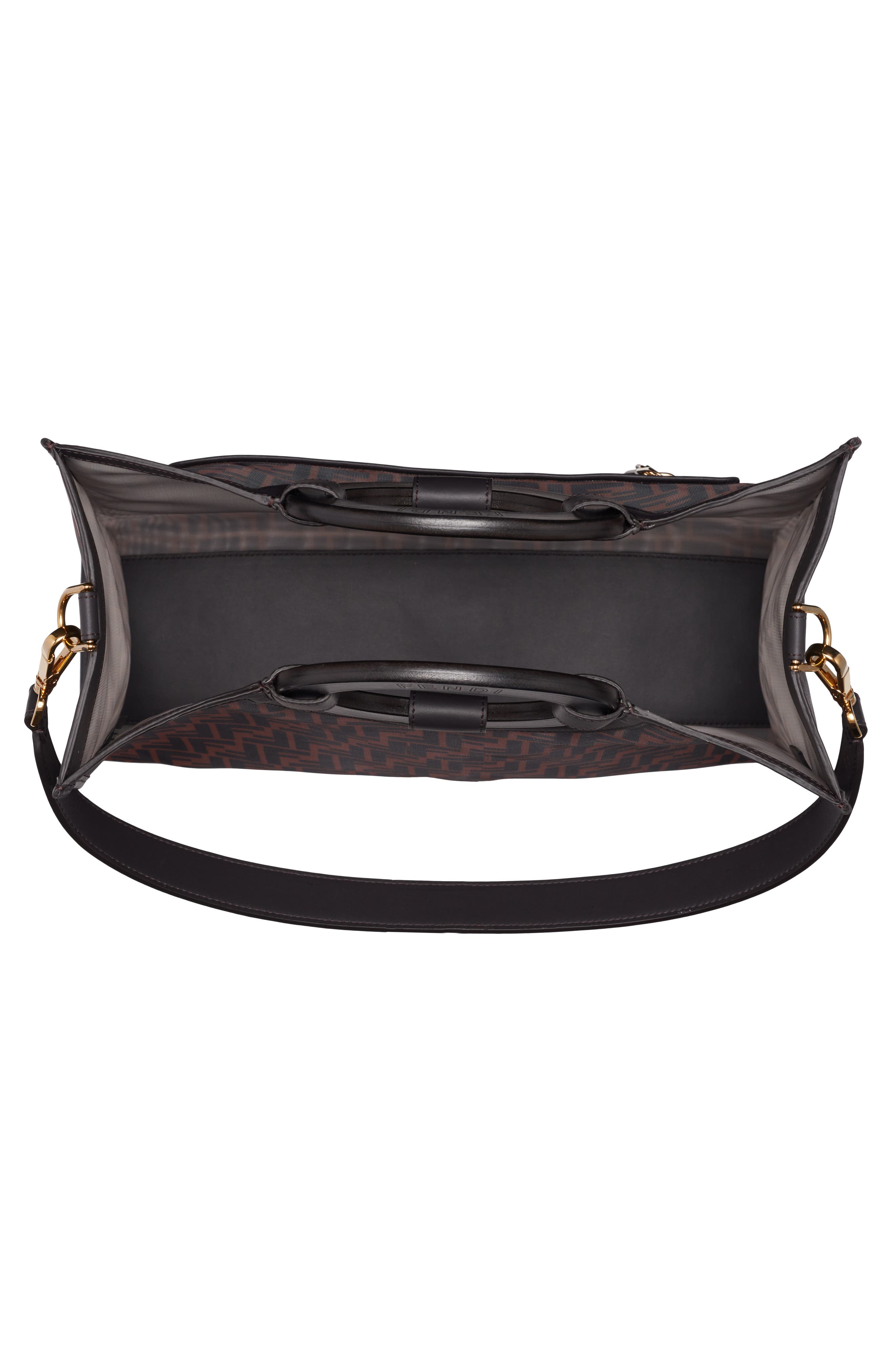 Fendi Medium Runaway Printed Logo Mesh Shopper, Alternate, color, 