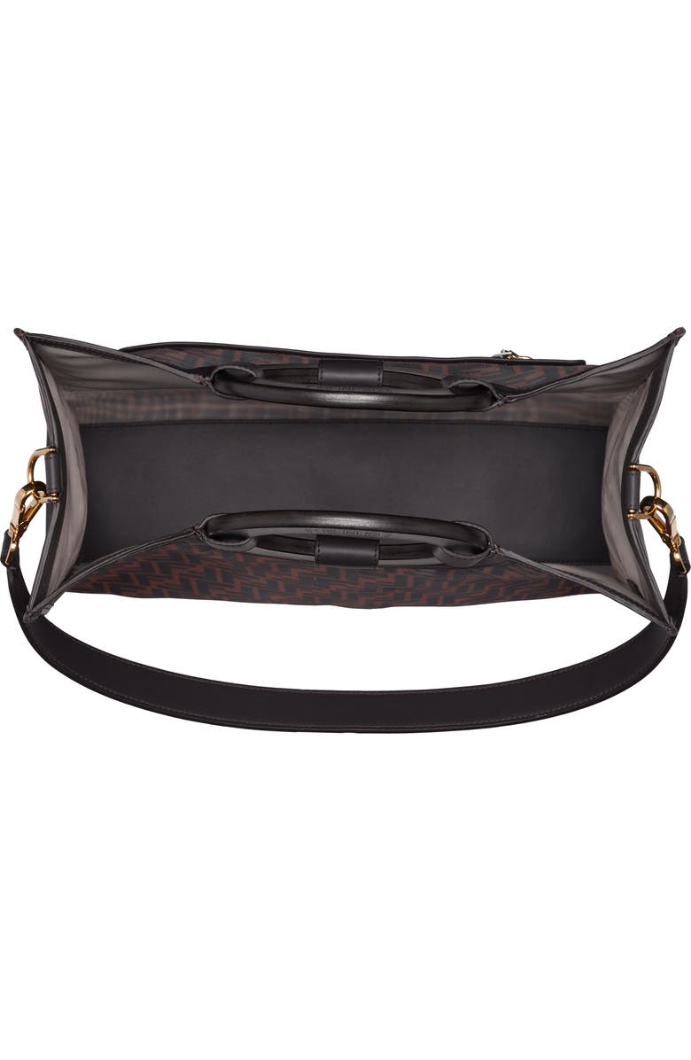 Fendi Medium Runaway Printed Logo Mesh Shopper, Alternate, color,