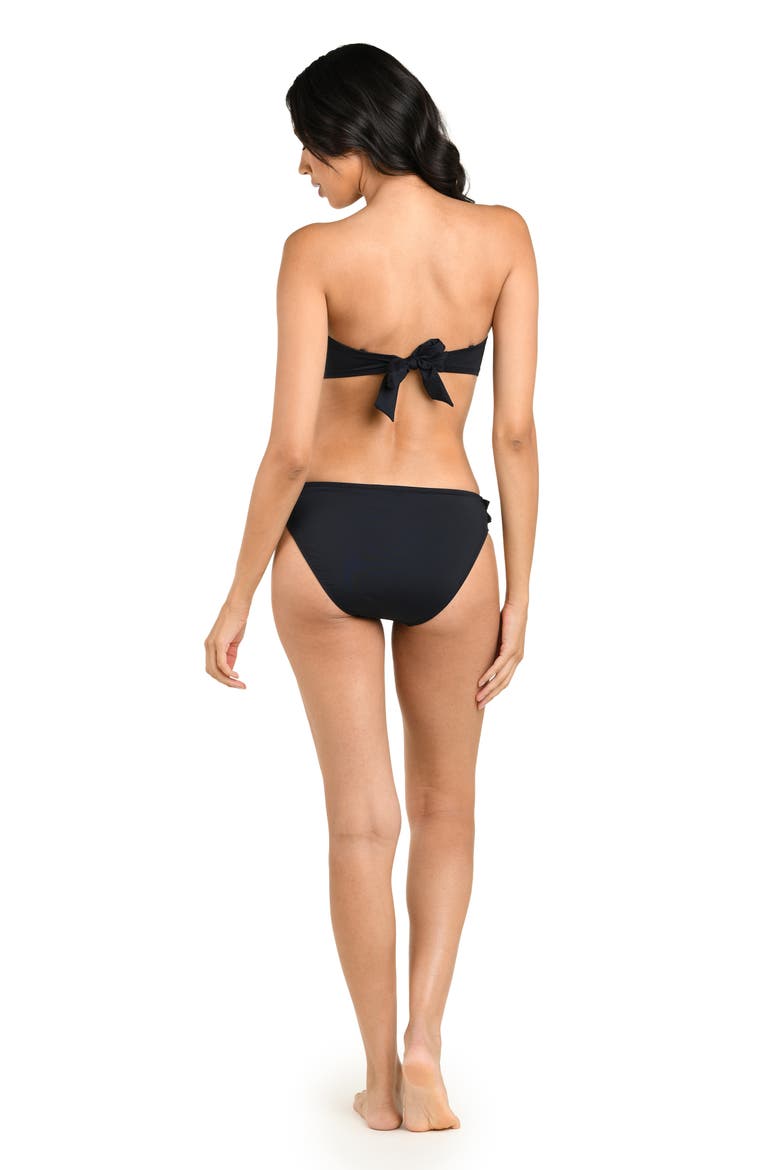 Island Ruffle Bandeau Bikini Top, Alternate, color, BLACK