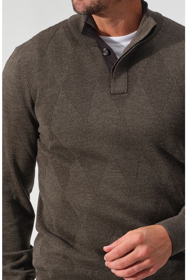 Merino Wool Button Pullover Sweater, Alternate, color, BROWN