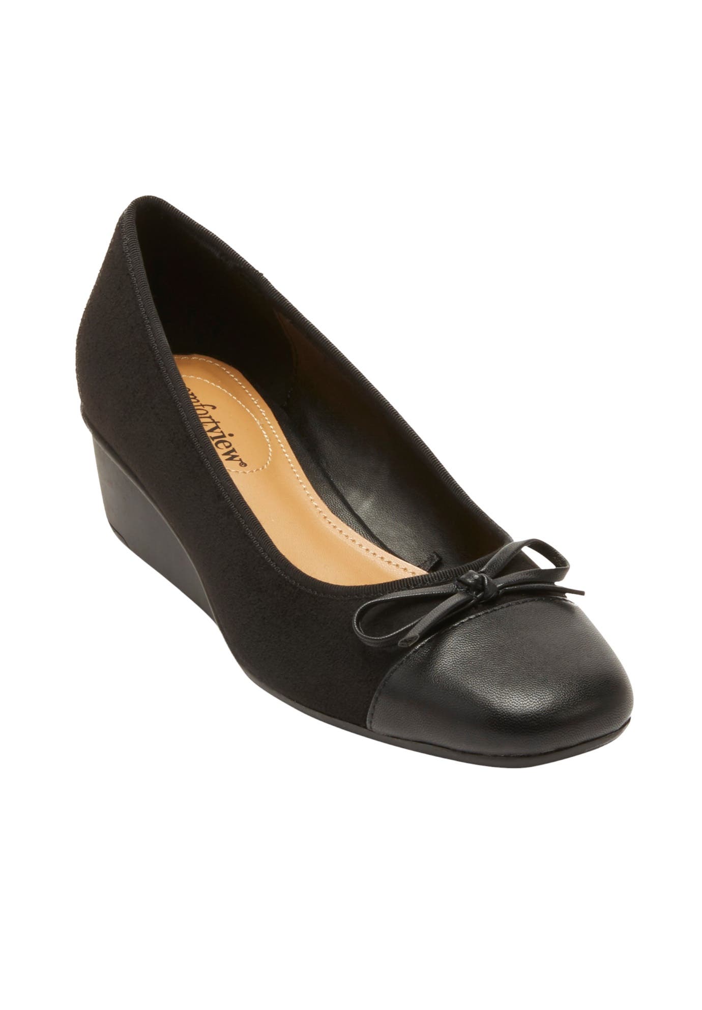 Comfortview The Jade Slip On Wedge, Main, color, Black