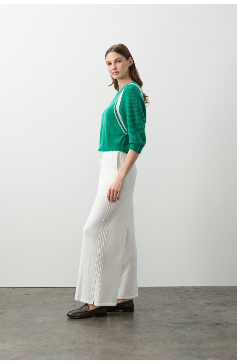 NAKED CASHMERE Amanda Cropped Dolman Crewneck, Alternate, color, Turf/Ecru