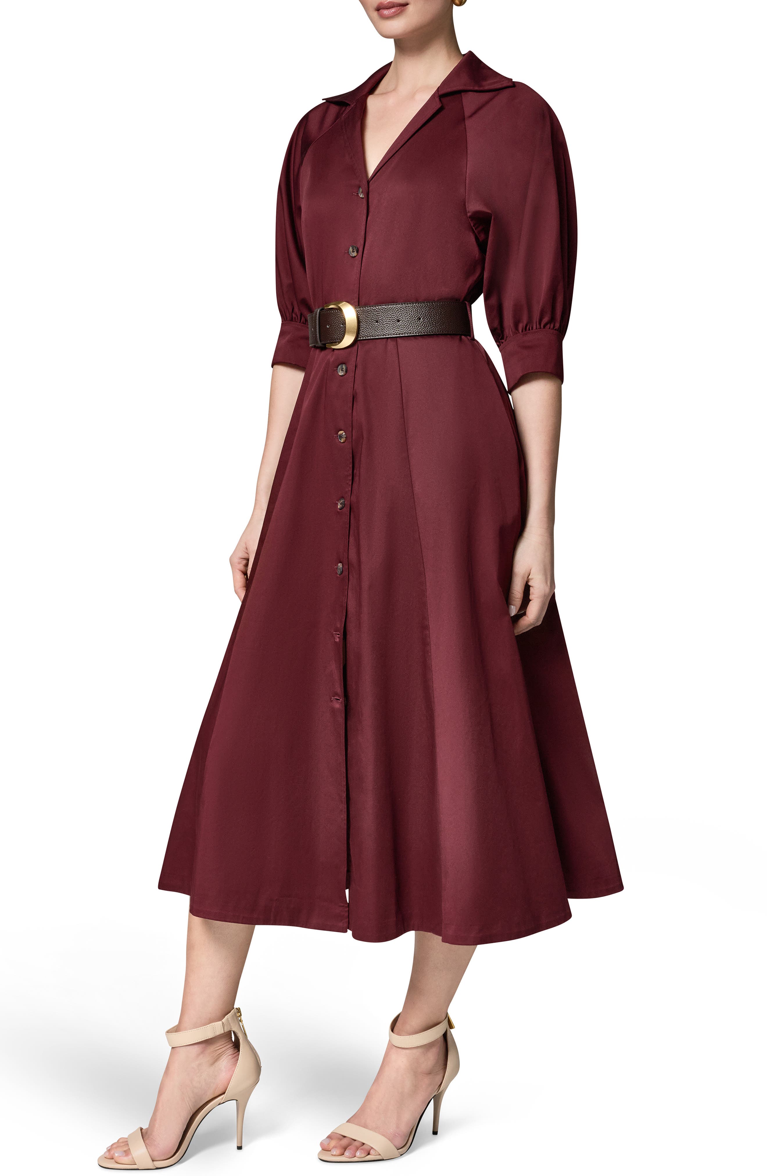 Donna Karan New York Belted Stretch Cotton Midi Shirtdress — фото 3