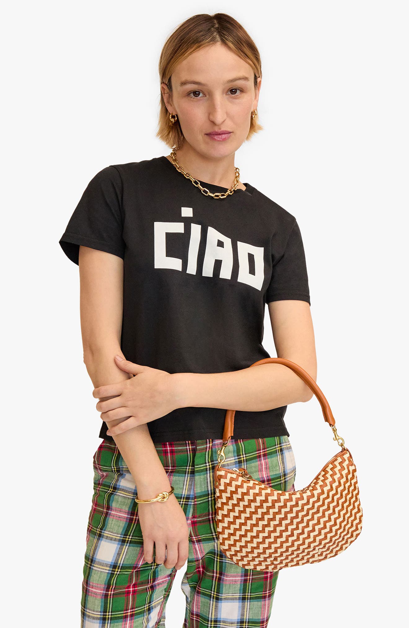 Clare V. Petit Moyen Woven Leather Messenger Bag, Alternate, color, 
