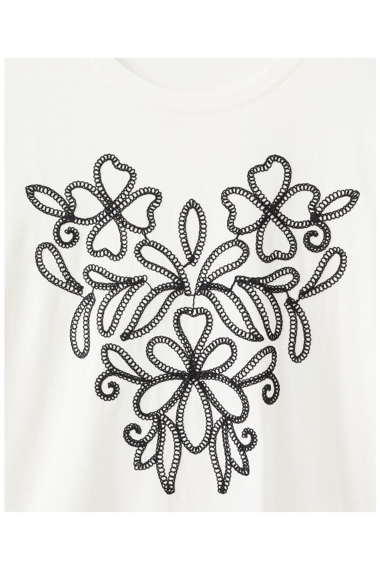Floral Embroidered Cotton T-Shirt, Alternate, color, WHITE