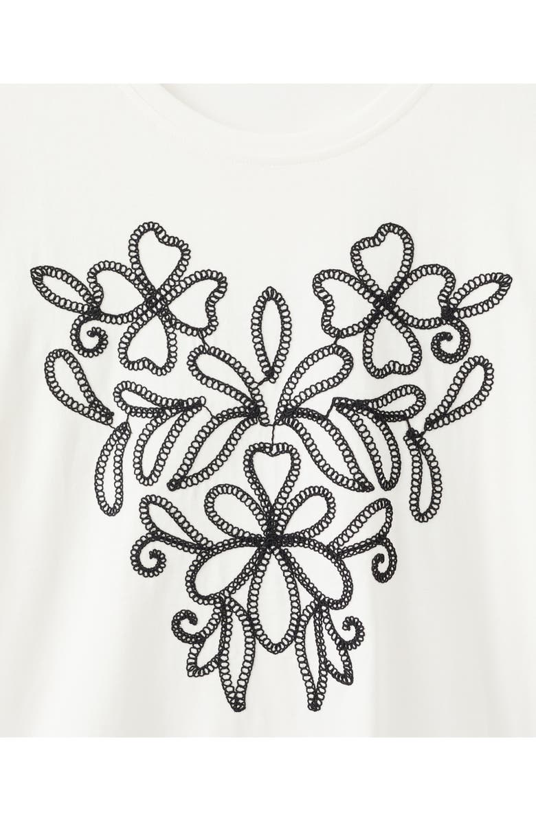 MANGO Floral Embroidered Cotton T-Shirt, Alternate, color, White