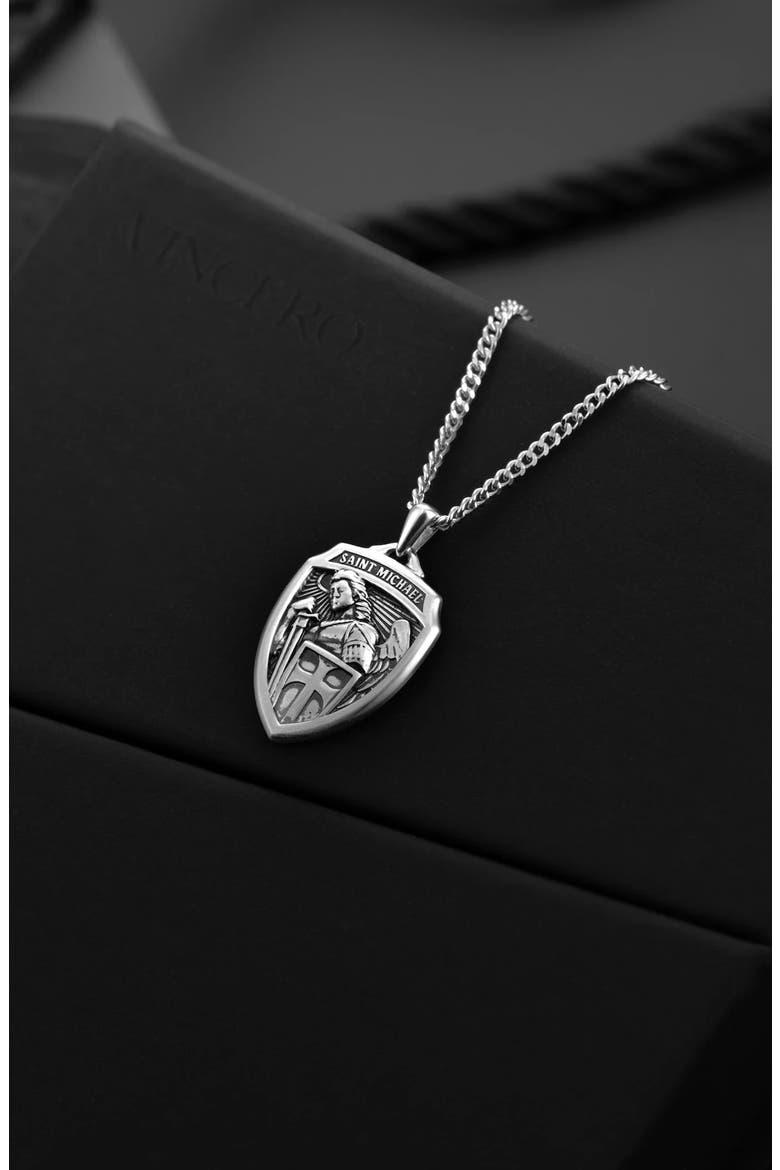 Men's St. Christopher Pendant Necklace, Alternate, color, SILVER