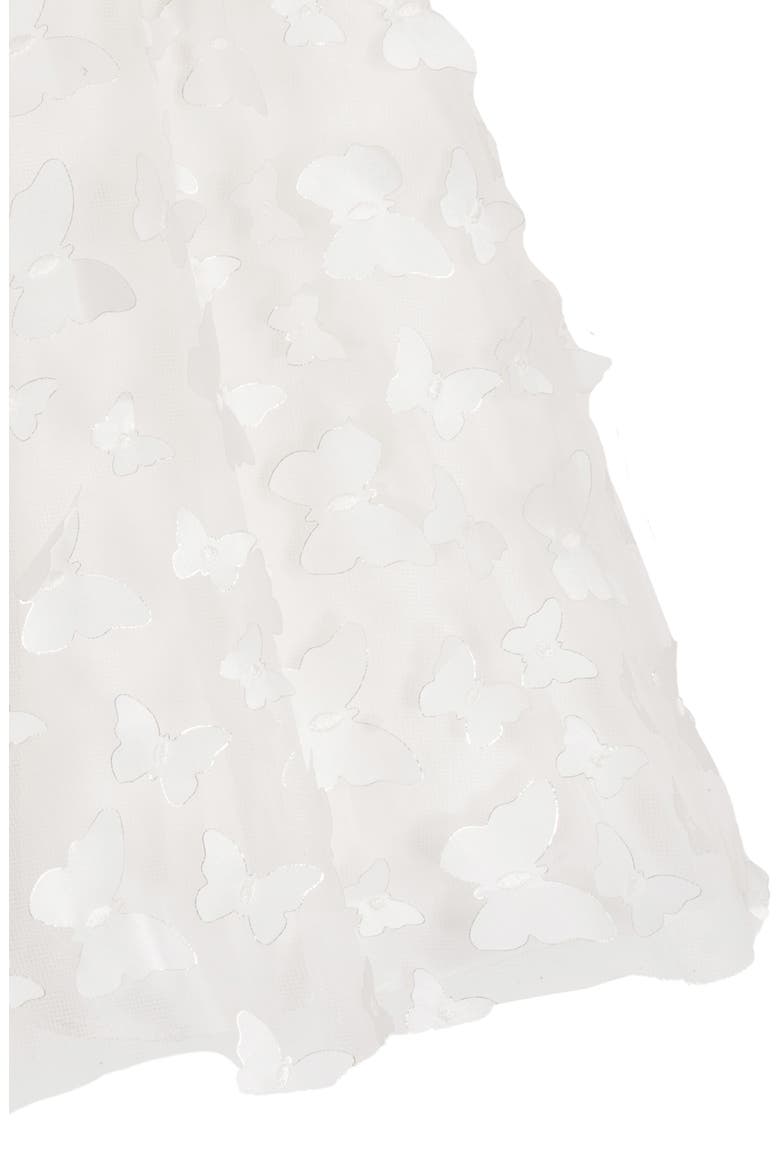 Kids' Ruched Bodice 3D Butterfly Party Dress, Alternate, color, WHITE