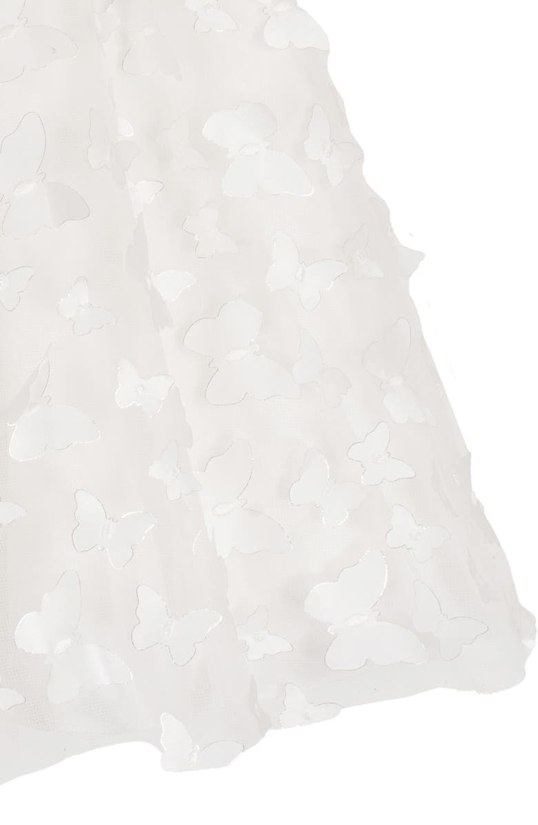 Rare Editions Kids' Ruched Bodice 3D Butterfly Party Dress, Alternate, color, White