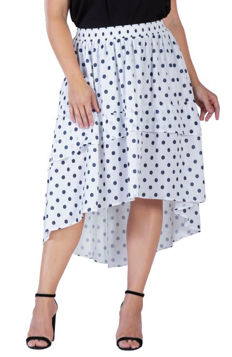Polka Dot Tiered High-Low Skirt (Plus Size)
