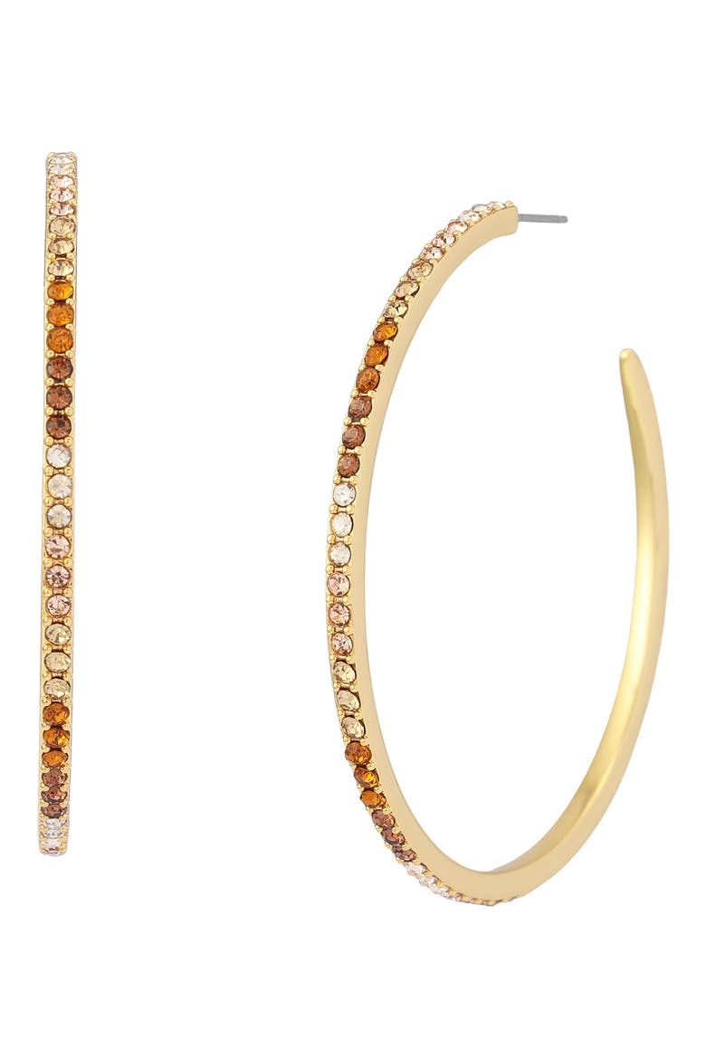 Pavé Large Hoop Earrings, Main, color, GOLD/ NEUTRAL