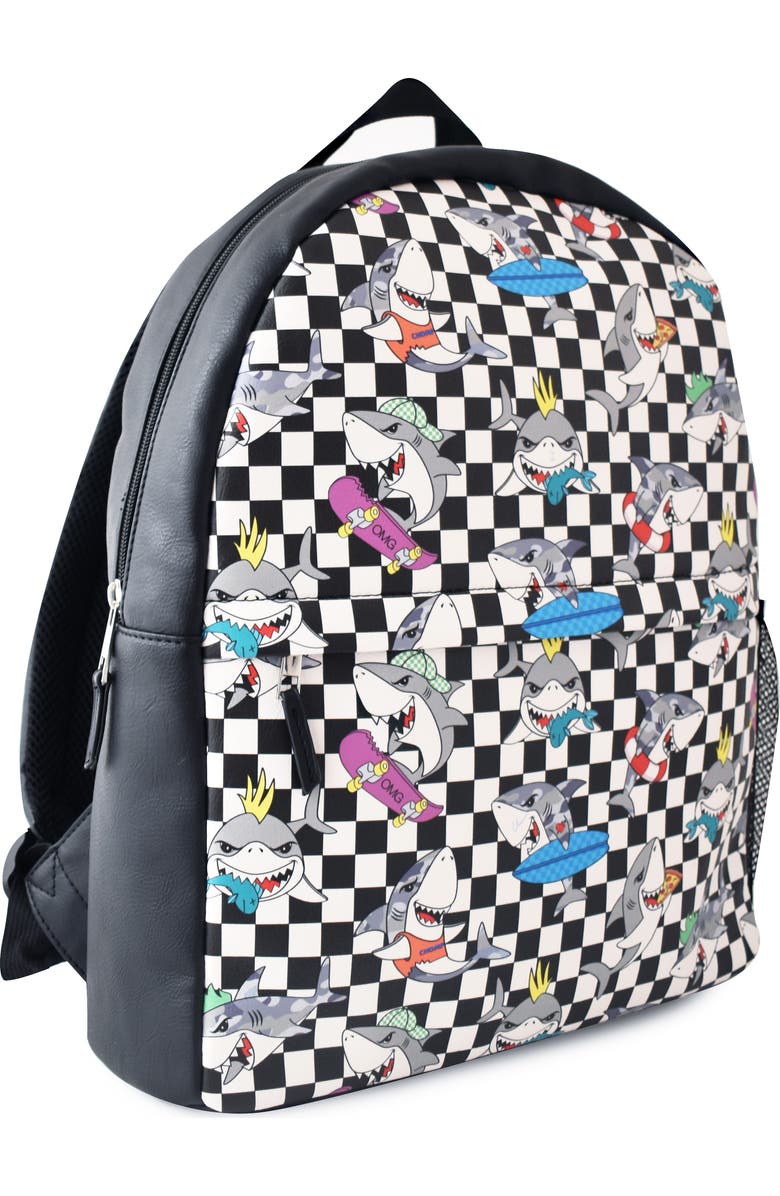 OMG Accessories Kids' Shark Print Large Backpack, Alternate, color,
