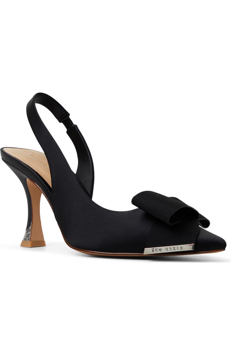 Ted Baker Lola Bow Slingback Pointed Toe Pump, Main, color, Black