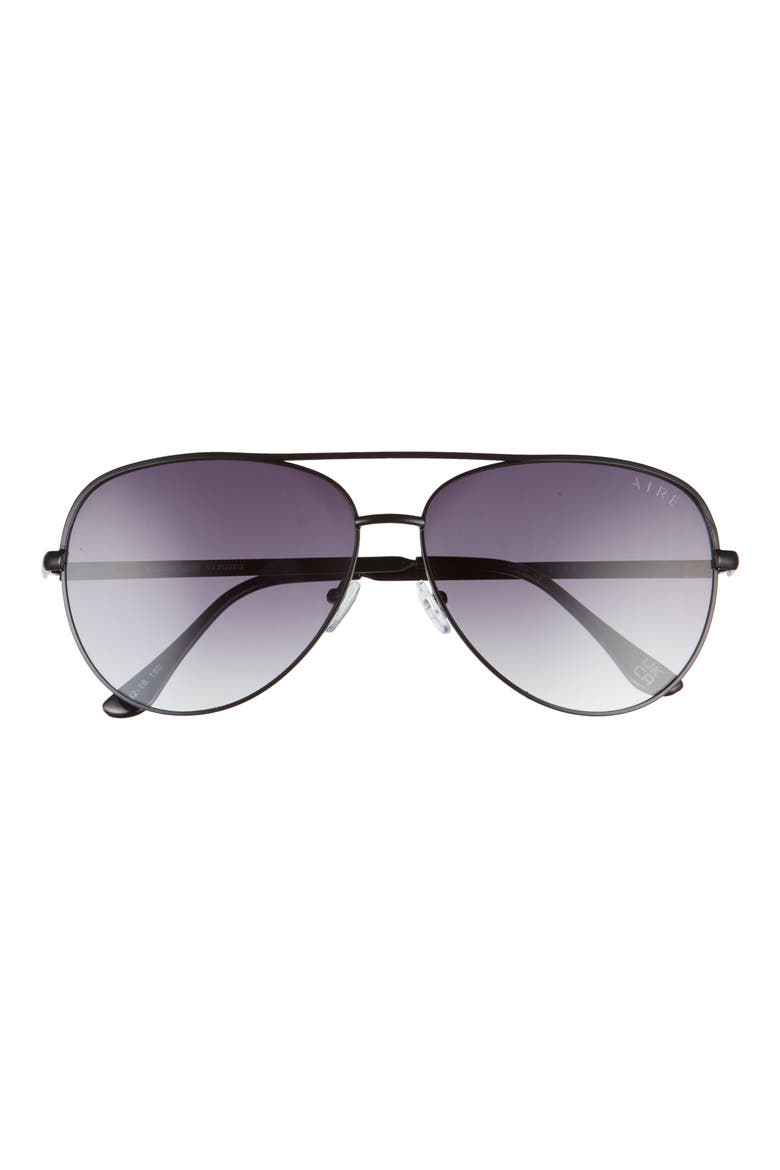 Atmosphere 62mm Gradient Aviator Sunglasses, Main, color, BLACK / COOL SMOKE GRAD
