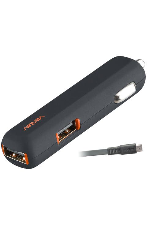24W ULTRAFAST USB-A Dual Mini Car Charger and USB-A to Micro-USB Cable
