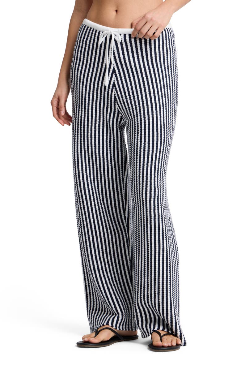 Onia Fisherman Drawstring Pant, Alternate, color, Noir Navy/White