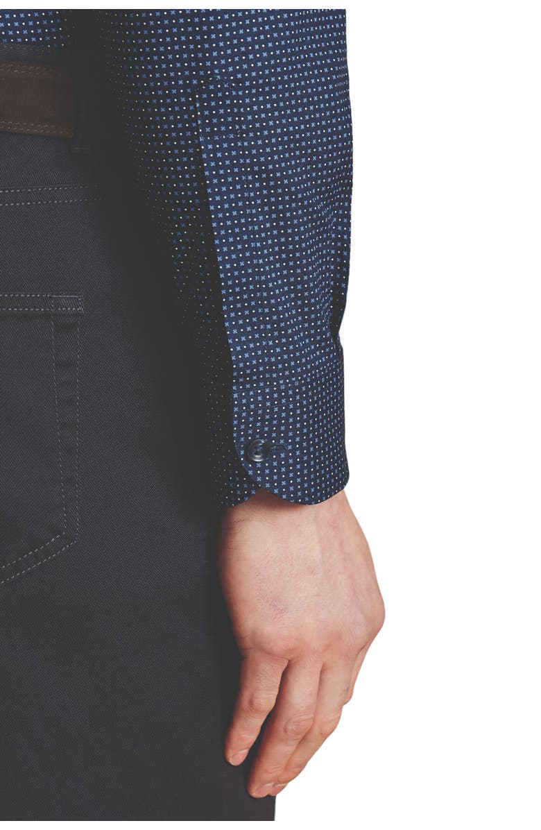 Charles Tyrwhitt Slim Fit Semi-Cutaway Collar Non-Iron Floral Geo Print Shirt, Alternate, color, French Blue