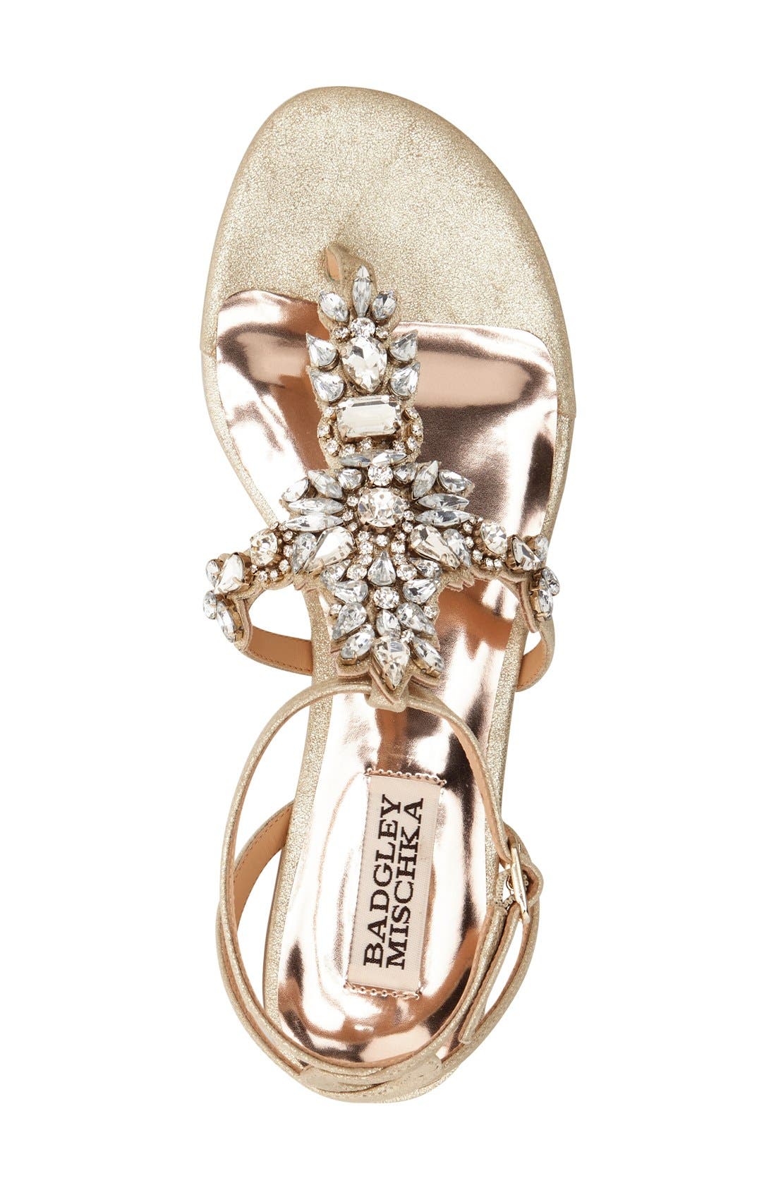 Badgley Mischka Collection Badgley Mischka 'Cara' Crystal Embellished Flat Sandal, Alternate, color, 