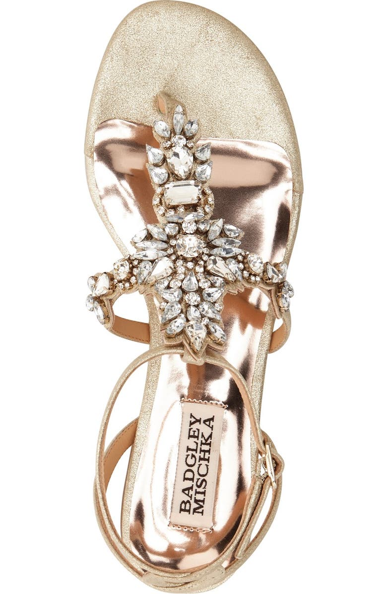 Badgley Mischka Collection Badgley Mischka 'Cara' Crystal Embellished Flat Sandal, Alternate, color,