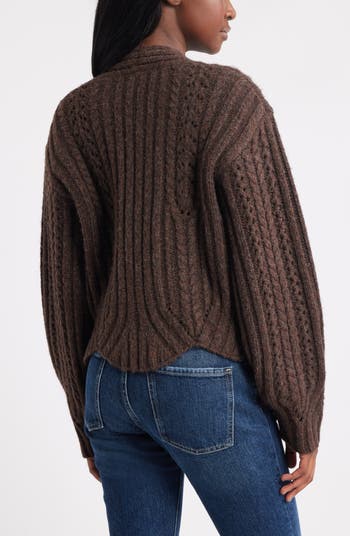 Chevron Hem Cable Cardigan