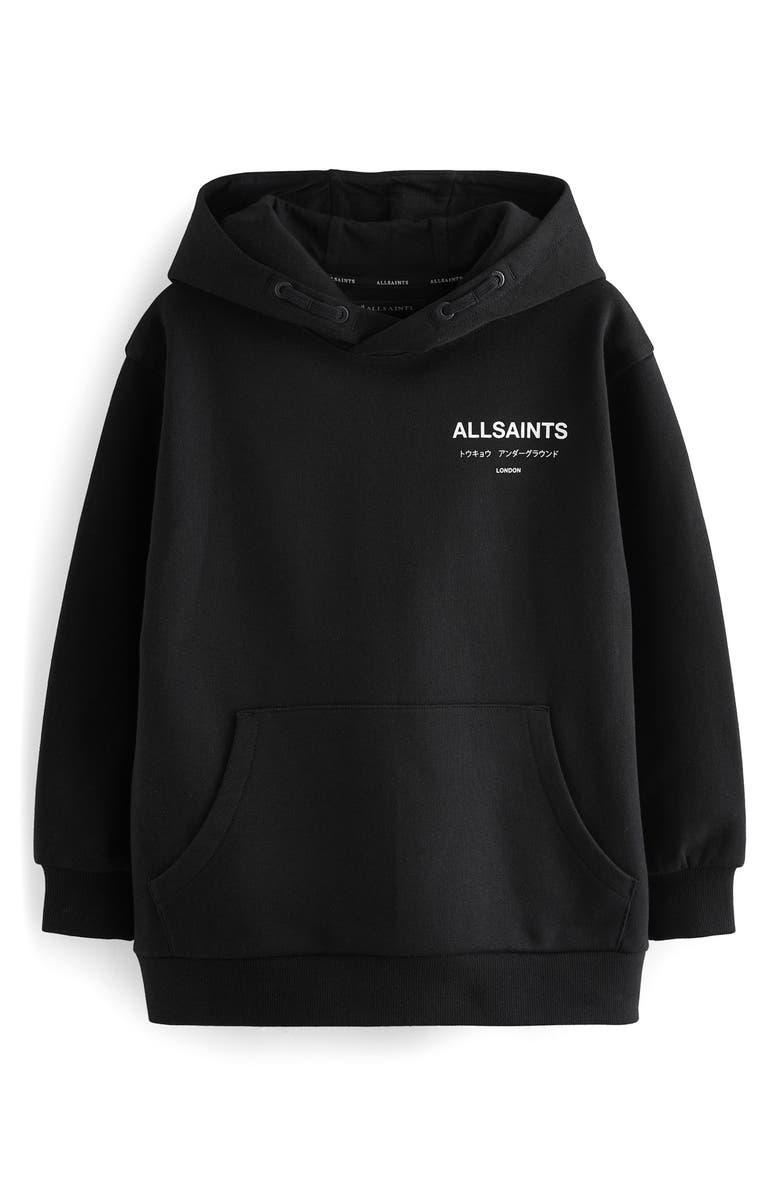 smALLSAINTS by ALLSAINTS Kids' Underground Graphic Cotton Hoodie, Main, color, Black