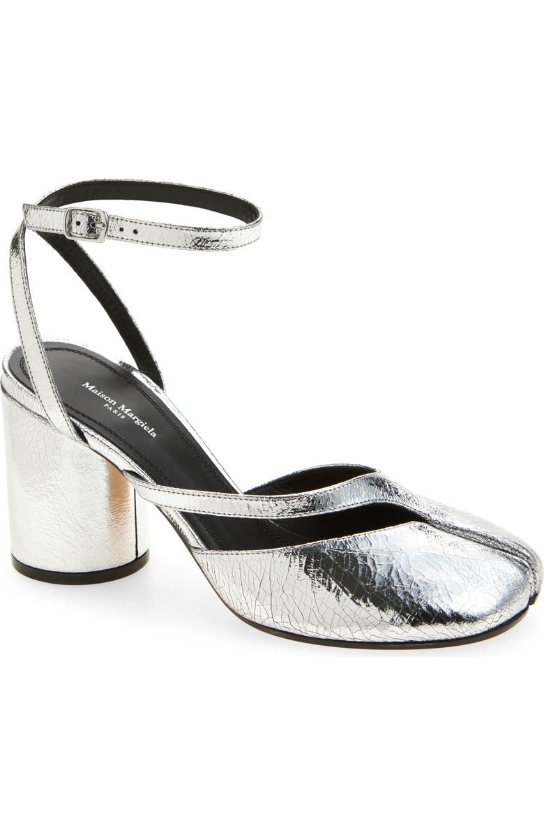 Maison Margiela Tabi Metallic Ankle Strap Pump, Main, color, Metallic Silver