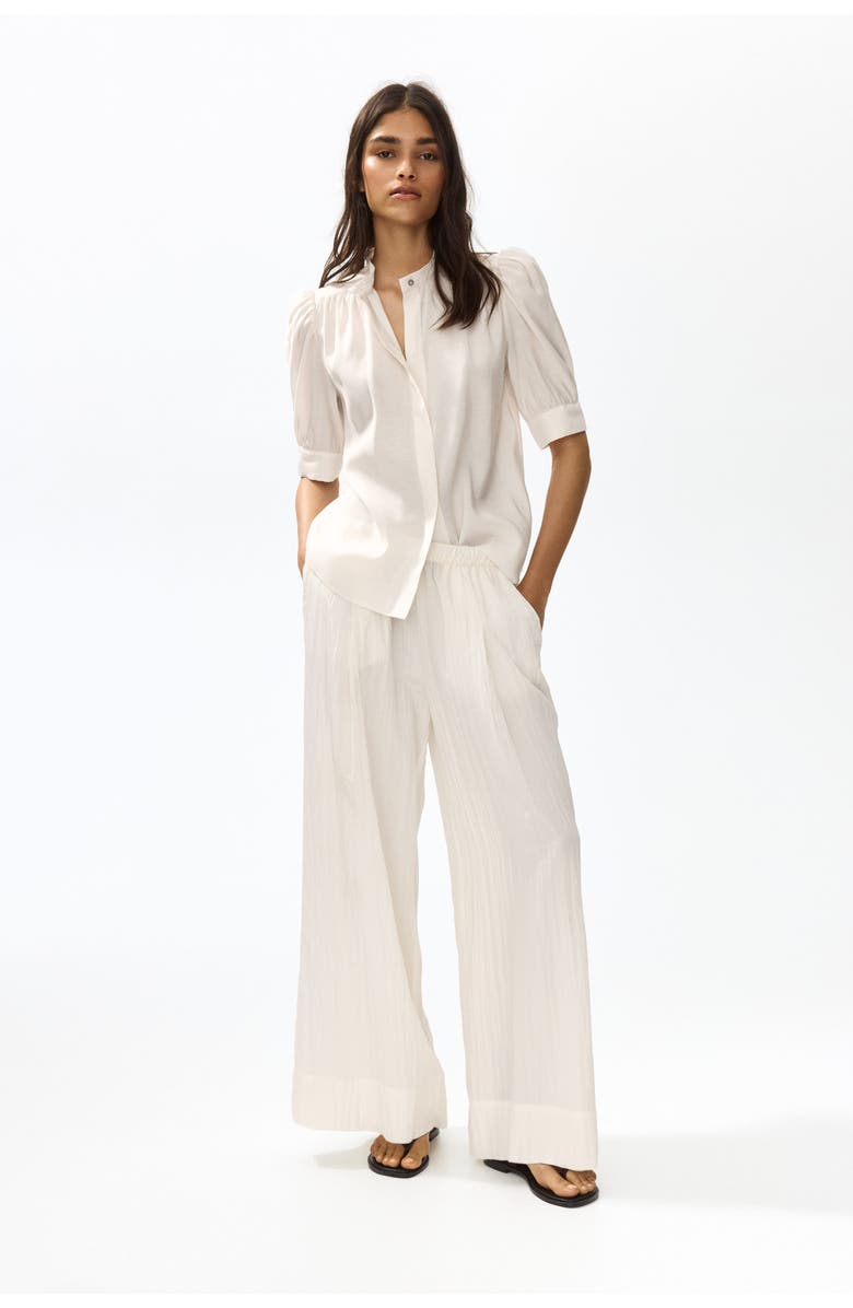 H&M Puff-sleeved Blouse, Alternate, color, Light Beige