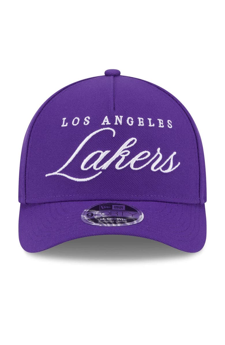 New Era Men's New Era Purple Los Angeles Lakers 2025 NBA Draft M-Crown A-Frame 9FORTY Adjustable Hat, Alternate, color, Purple