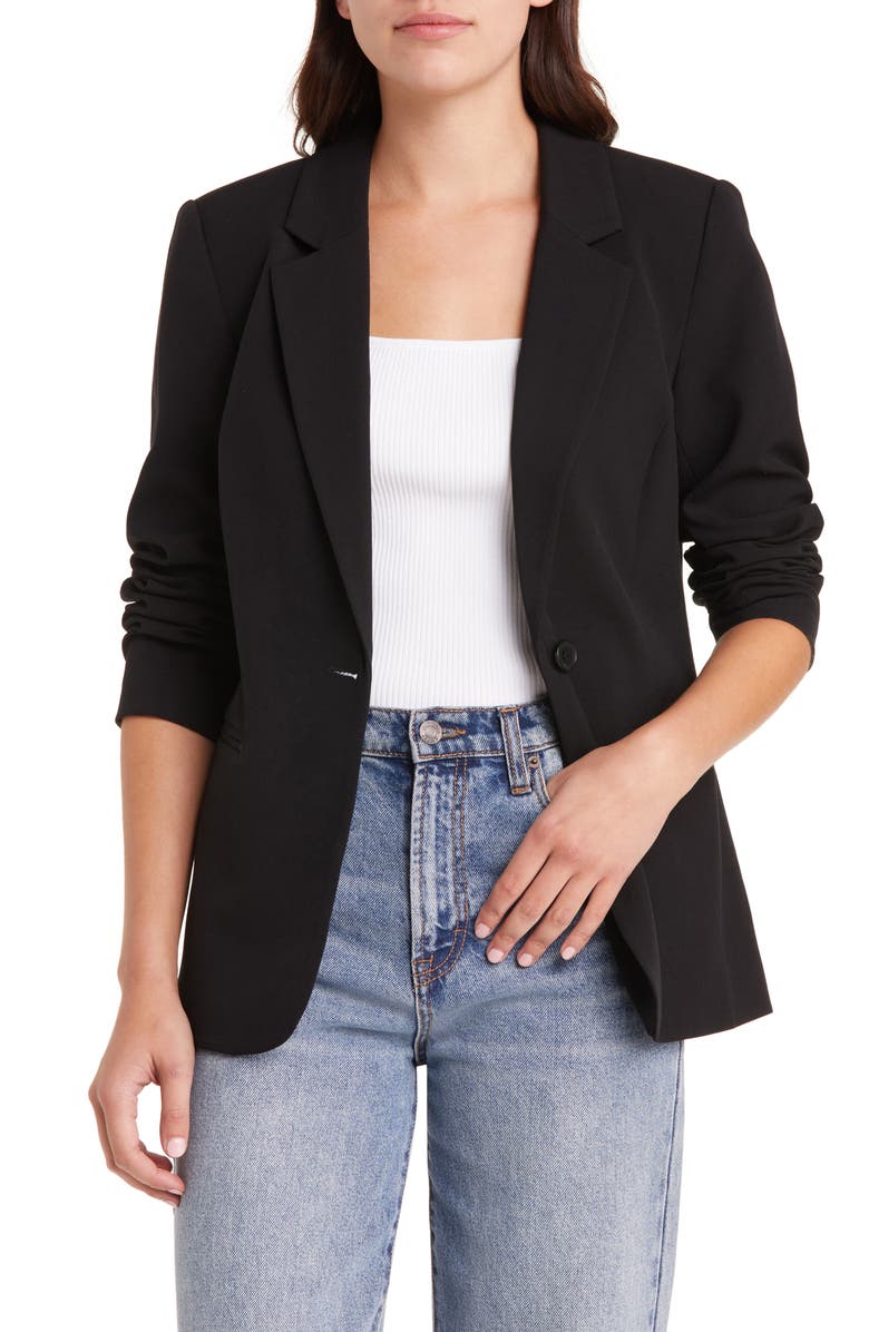 Halogen<sup>®</sup> Single Button Blazer, Main, color, Rich Black