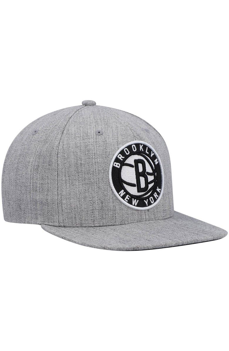 Mitchell & Ness Men's Mitchell & Ness Heathered Gray Brooklyn Nets 2.0 Snapback Hat, Alternate, color, 
