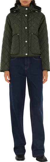 【関税＆送料込み】Burberry Cropped Quilted Nylon Jacket Cropped Quilted Nylon Jacket in Shale/brush - Women