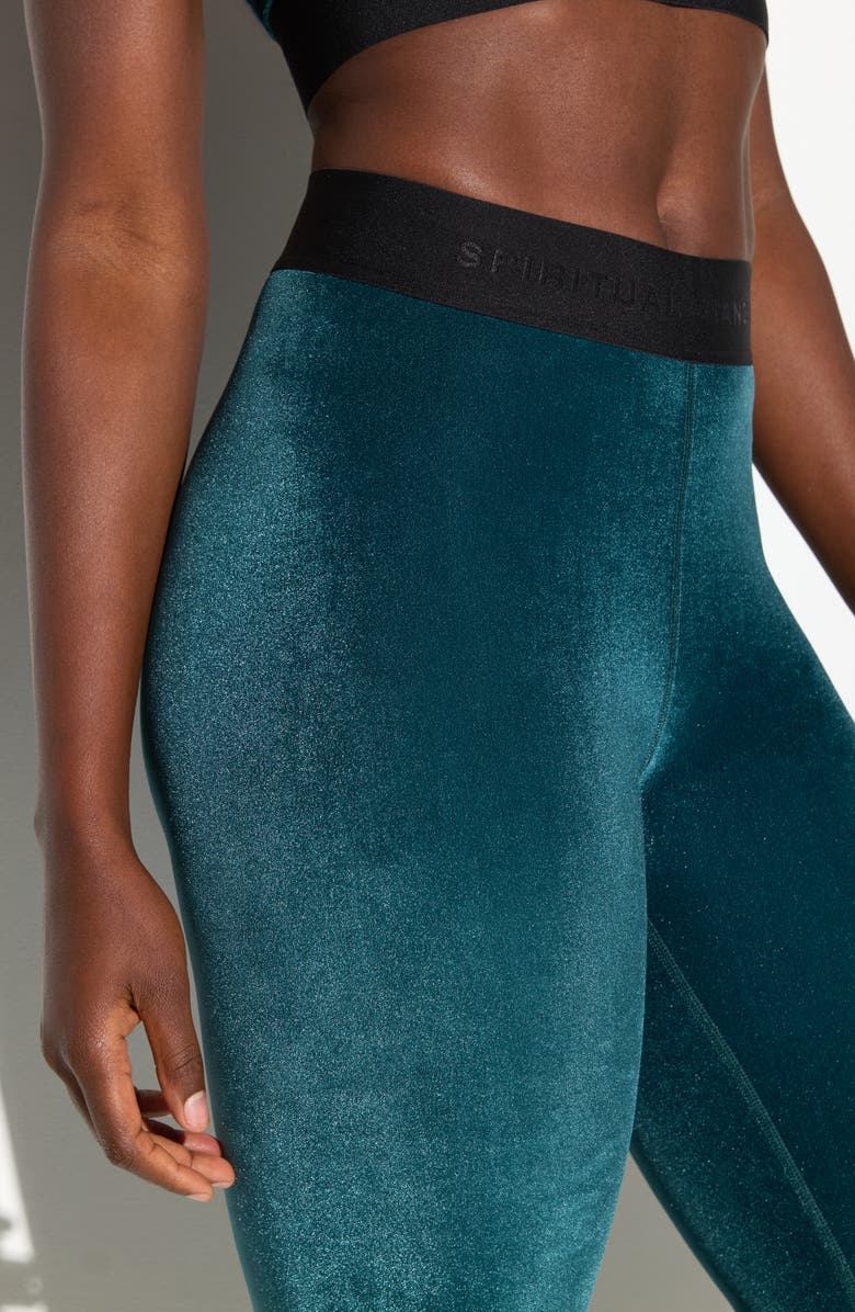 Spiritual Gangster Addison High Waist Velour Leggings, Alternate, color, Midnight Teal
