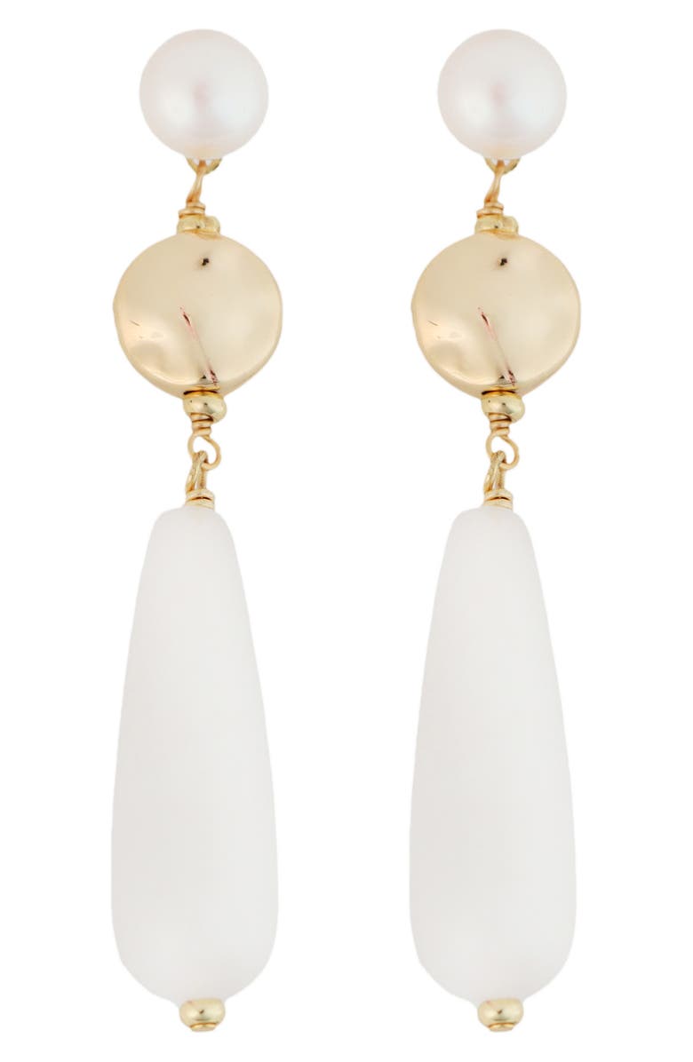 Panacea Cultured Pearl Teardrop Earrings, Main, color, White