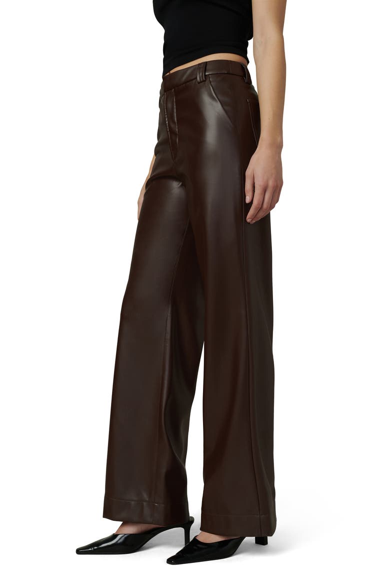 The Mia High Waist Faux Leather Wide Leg Jeans, Alternate, color, COFFEE BEAN
