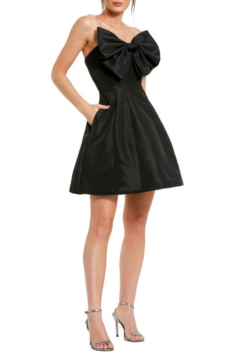 Strapless Oversized Bow Fit & Flare Mini Dress