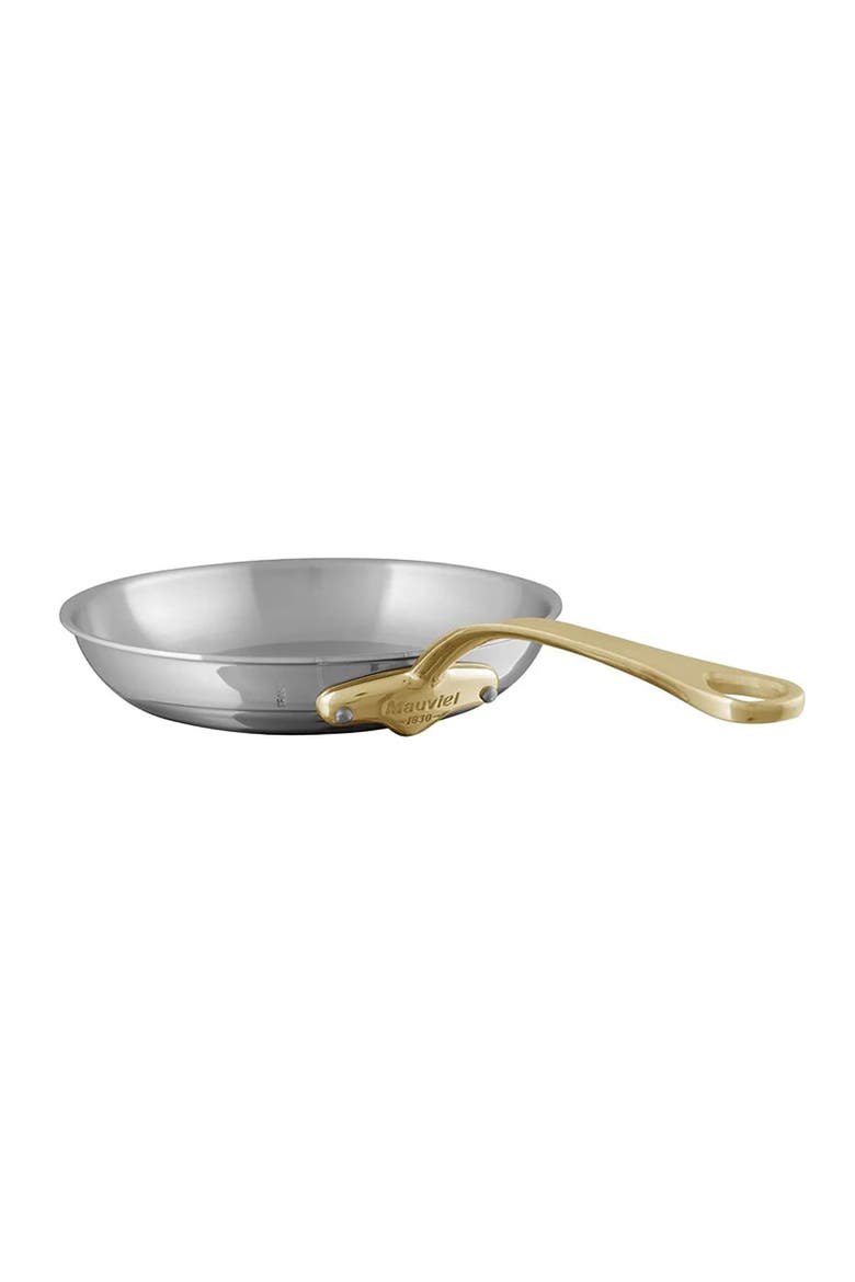 M'Cook B 5-Ply Polished Stainless Steel Frying Pan With Brass Handle, 10.2-inch, Main, color, Silver