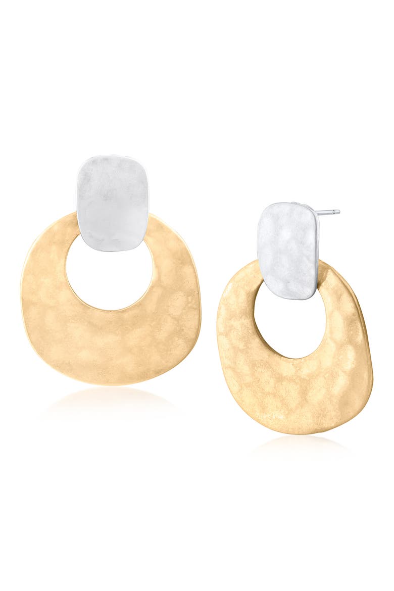 Hammered Two-Tone Drop Earrings (Nordstrom Exclusive), Main, color, GOLD/ SILVER