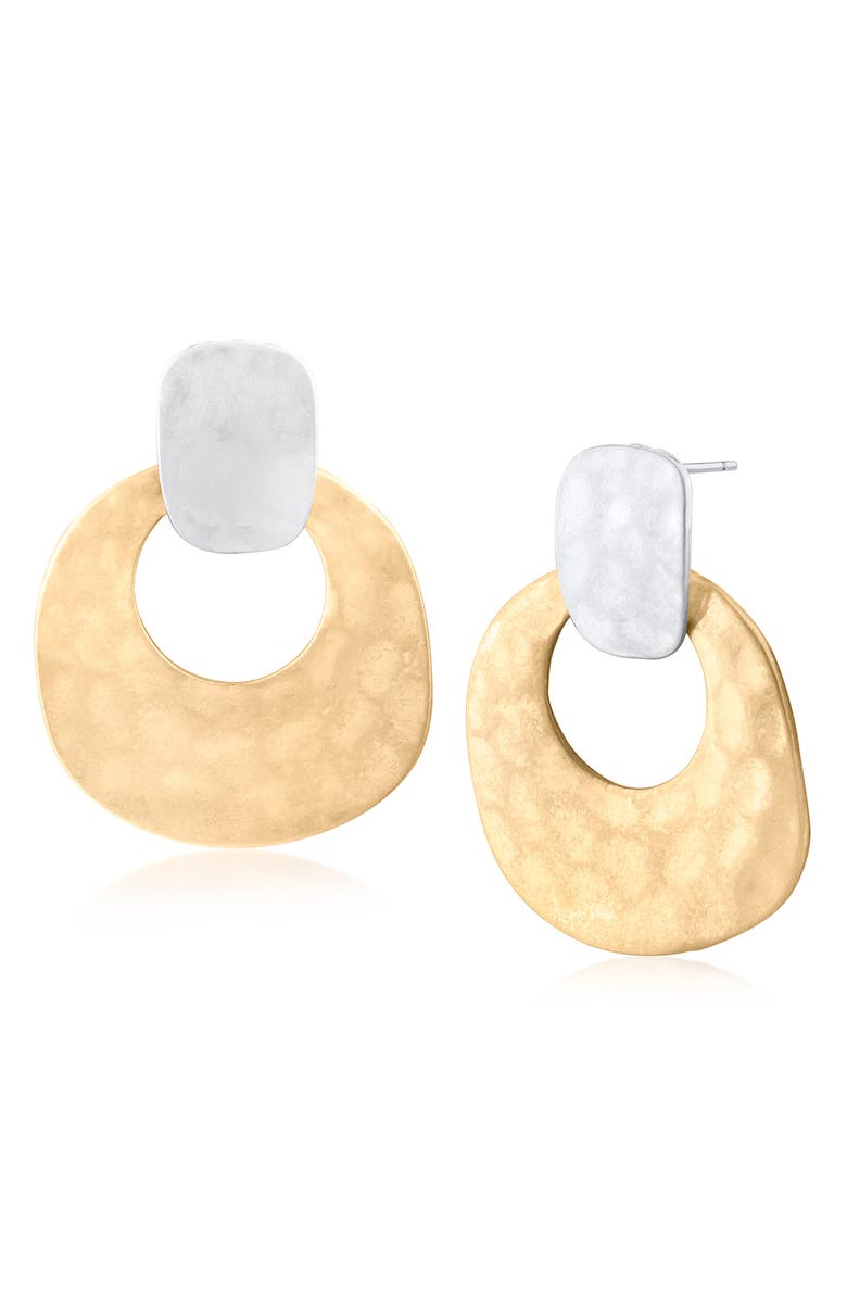 JARDIN Hammered Two-Tone Drop Earrings, Main, color, 