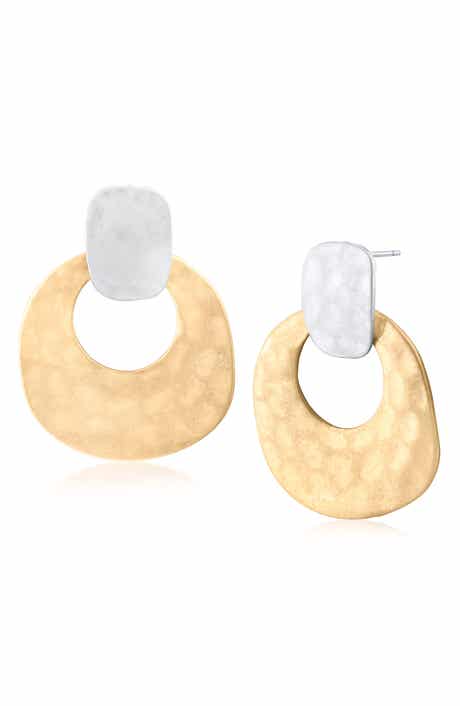 JARDIN Hammered Two-Tone Drop Earrings