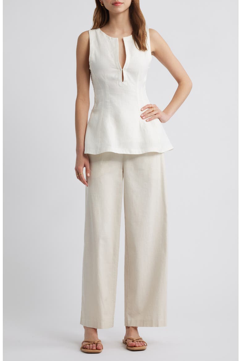 Melia Sleeveless Linen Top, Alternate, color, WHITE