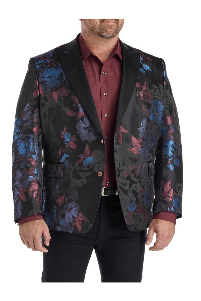 Big & Tall Bold Floral Sport Coat, Main, color, BLACK
