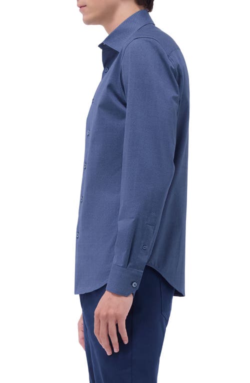 Bugatchi Jimmy Ooohcotton® Herringbone Button-up Shirt In Navy