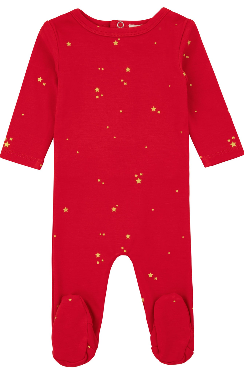 NoggiWear Star Print Footie, Main, color, Red